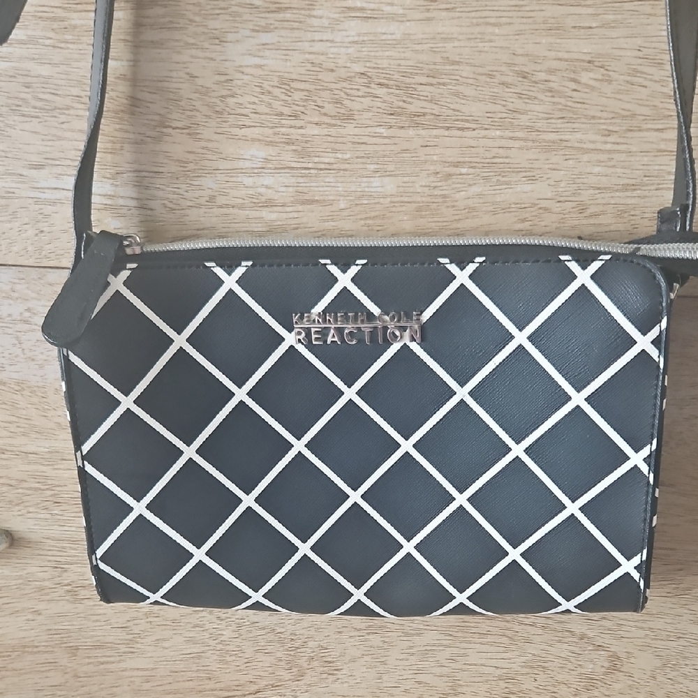 Kenneth Cole Reaction Grid Patterned Crossbody Ba… - image 1